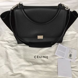 Celine Trapeze black leather with black suede